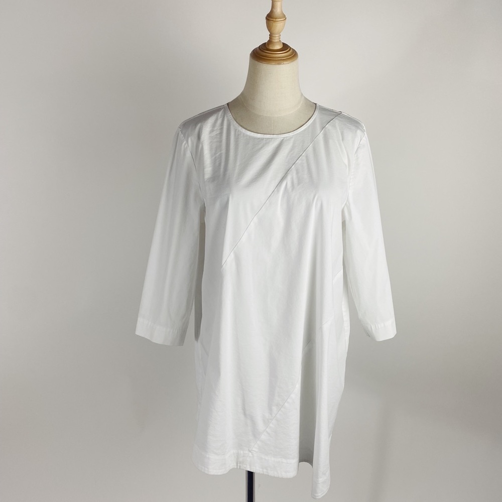 J. JILL White Shirt Collection A-Line Cut Tunic Top White Womens Medium